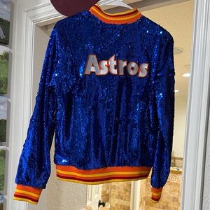 New Era Blue Sequin Astros Jacket
